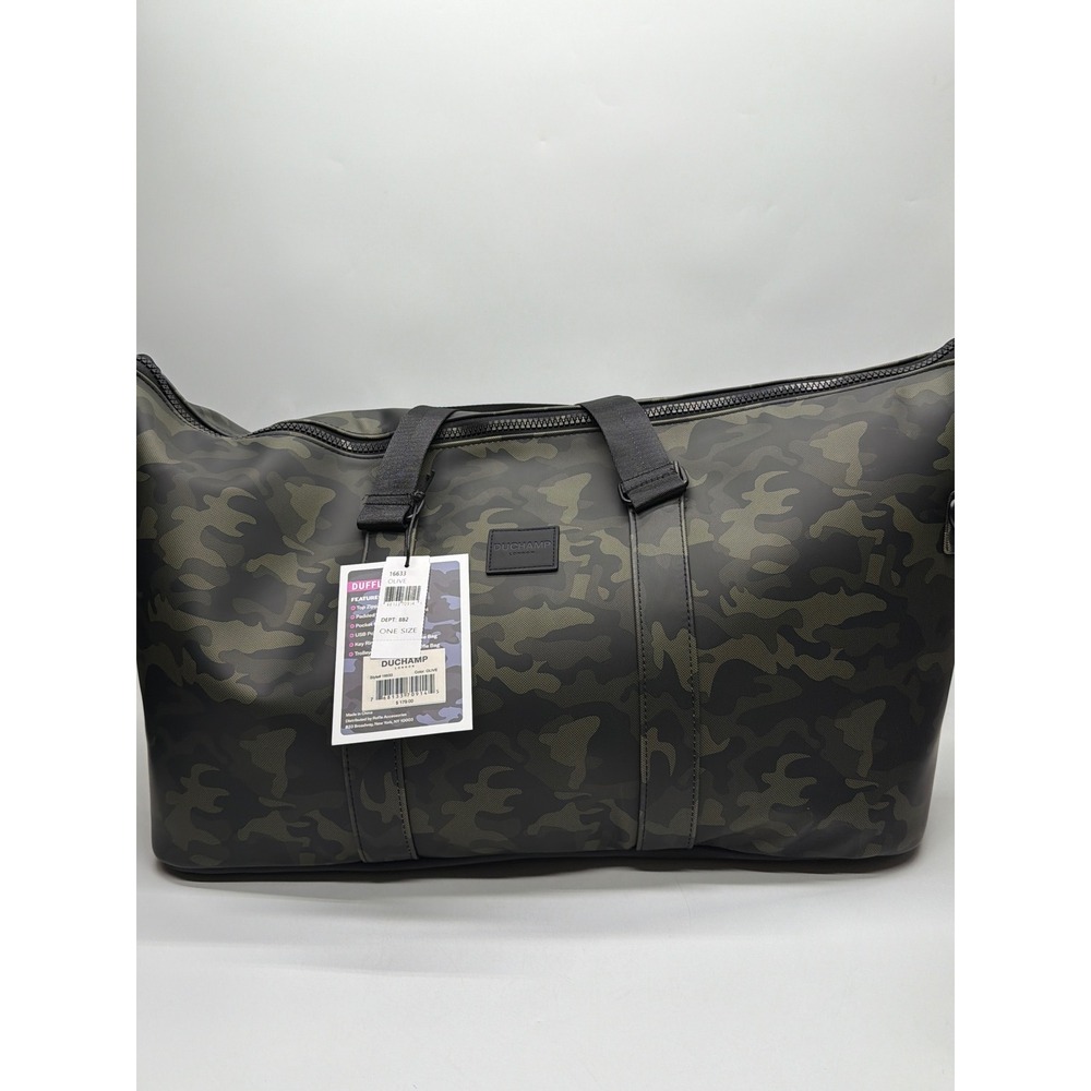 Duchamp London Camo PU Duffle Bag Olive Green 16633 USB Port Laptop Sleeve NEW